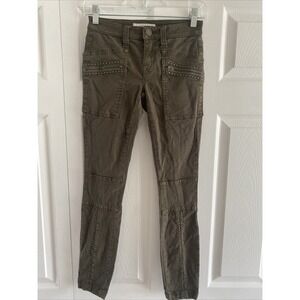 Joie Women's 23 Hazina Green Studded Skinny Low Rise Moto Jeans